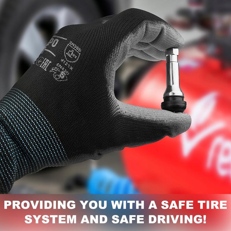 KVAEY 5 PCS TR413AC Tire Valve Stems, Chrome Rubber Tubeless Valve Stems Suit for 0.453 inch Rim Holes, Snap-in Tyre Metal Stems for Standard Vehicle Tires, Car Accessories (Black) - Image 3